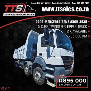 2009 MERCEDES BENZ AXOR 3535 15 CUBE TWINSTEER TIPPER TRUCK