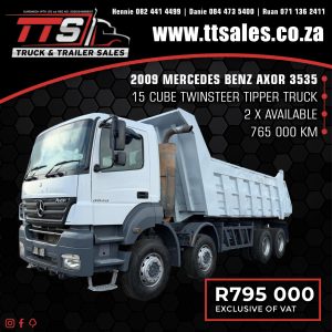 2009 MERCEDES BENZ AXOR 3535 15 CUBE TWINSTEER TIPPER TRUCK