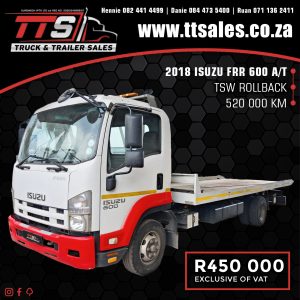 2018 ISUZU FRR 600 A/T TSW ROLLBACK TRUCK
