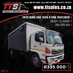 2010 HINO 500 1626 8-TON TAUTLINER TRUCK