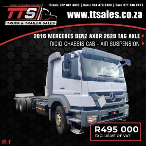 2016 MERCEDES BENZ AXOR 2628 RIGID CHASSIS CAB TRUCK