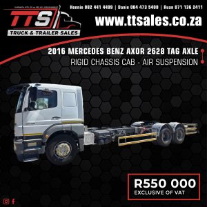 2016 MERCEDES BENZ AXOR 2628 RIGID CHASSIS CAB TRUCK