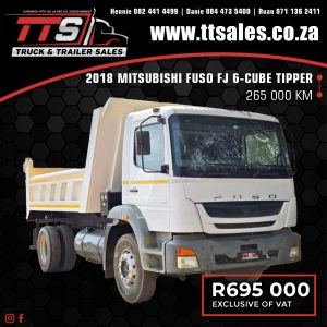 2018 MITSUBISHI FUSO FJ 6-CUBE TIPPER TRUCK