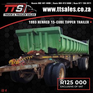 1993 HENRED 15-CUBE TIPPER TRAILER