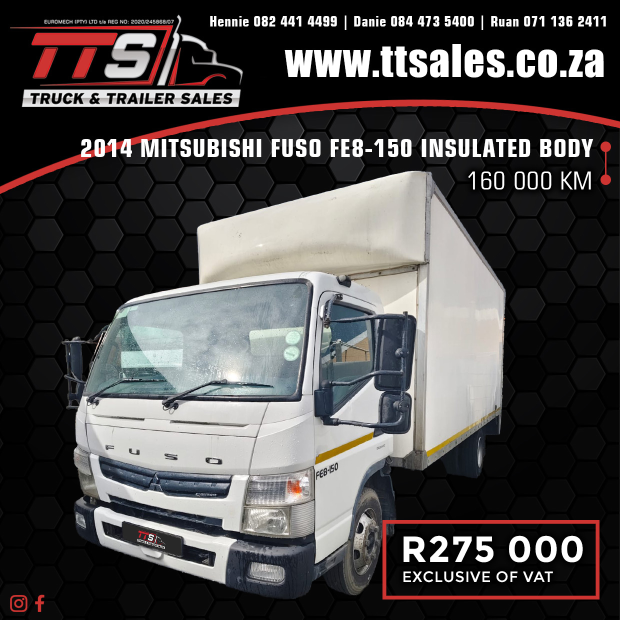 2014 MITSUBISHI FUSO FE8-150 INSULATED BODY