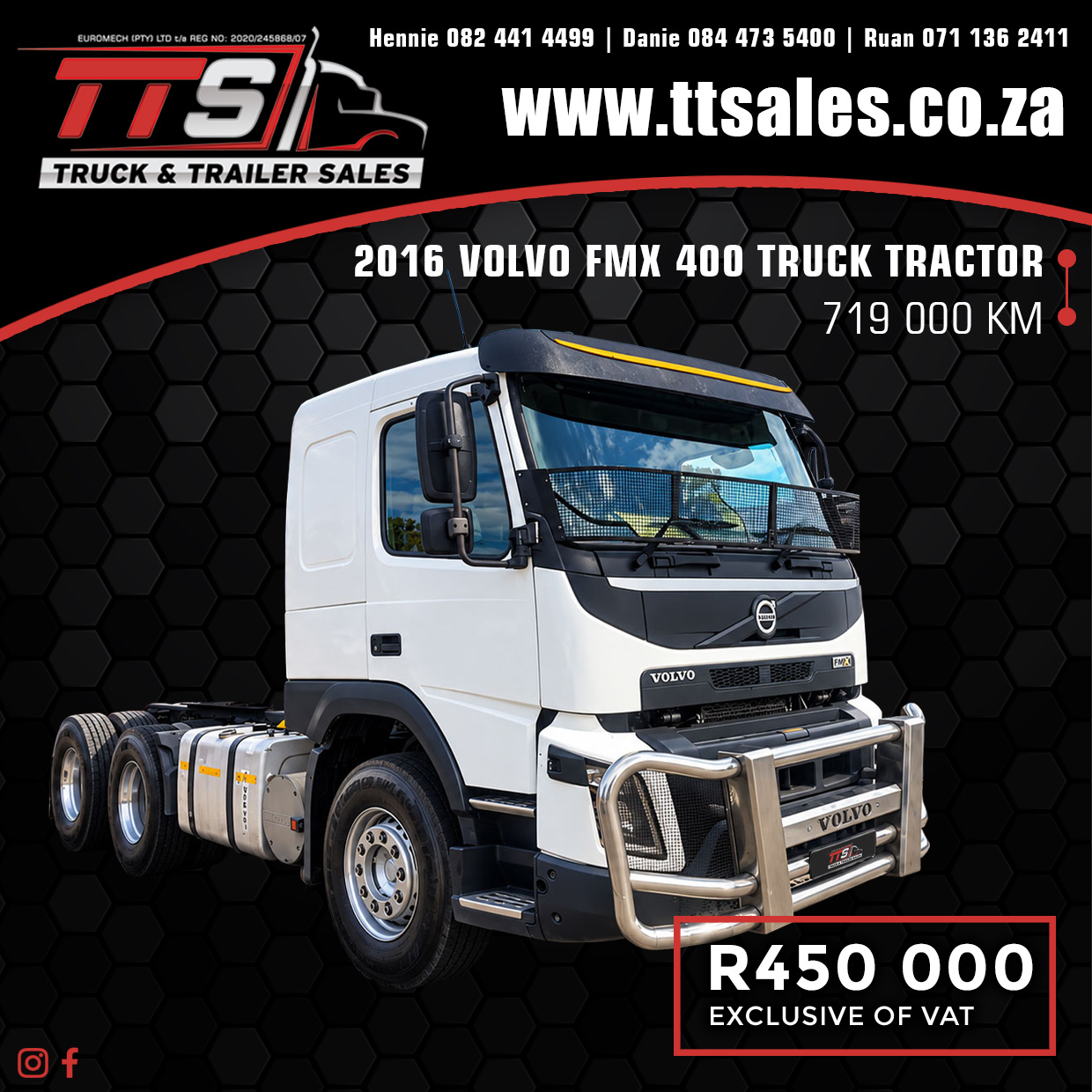 2016 VOLVO FMX 400 TRUCK TRACTOR